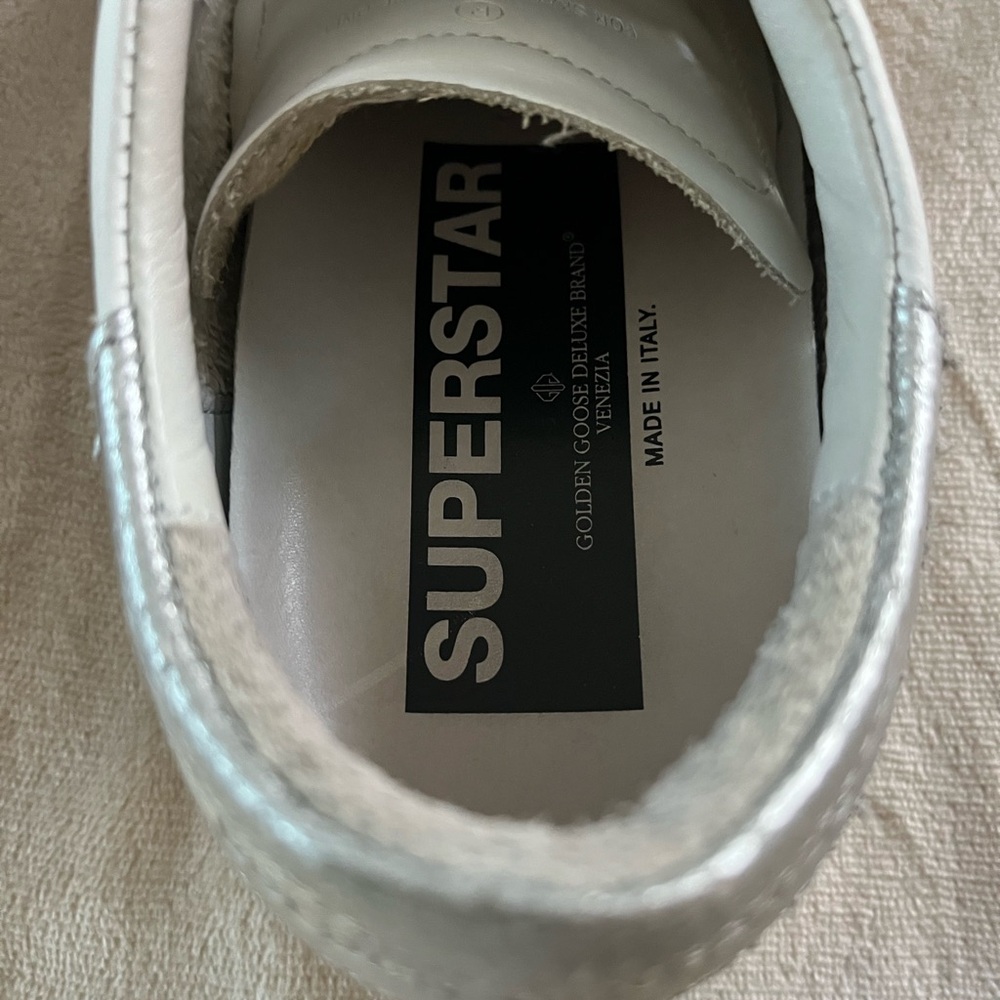 Golden Goose Superstar Sneakers in White and Silver - Picture 6 of 6